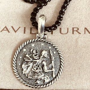 David Yurman Cable Collectibles St. Christopher Amulet w /Diamonds Necklace 26"L